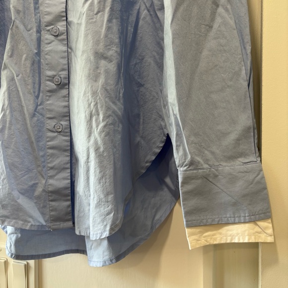LOFT versa Light Blue Cotton Button Down Shirt Size XS - Picture 2 of 9